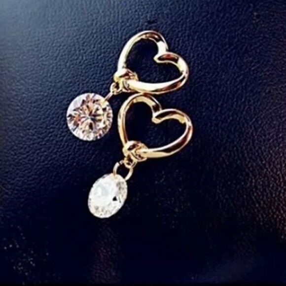 The Love Heart Crystal Drop Dangle Earrings - Picture 1 of 6